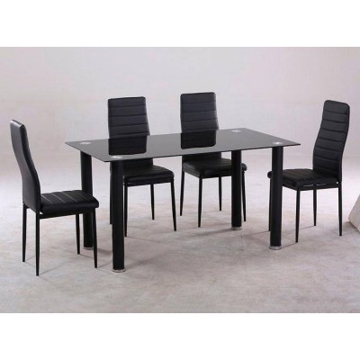 Pack Mesa de Jantar Emi + 4 Cadeiras Emi (Preto)